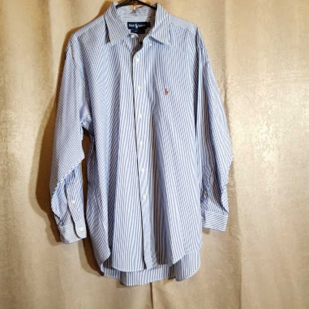 Ralph Lauren Pin Stripe Shirt Blue sz 16.5 - 33